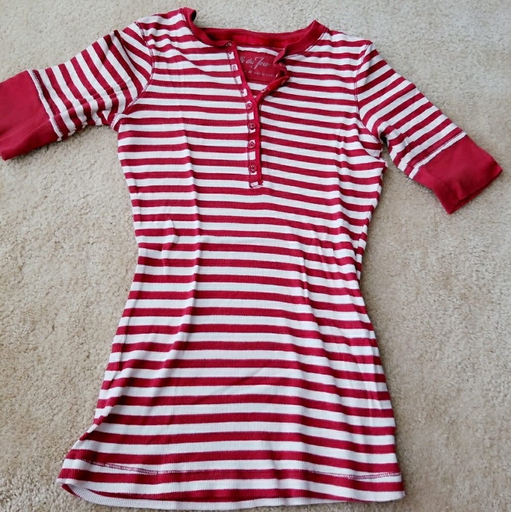 Red and White Striped Top